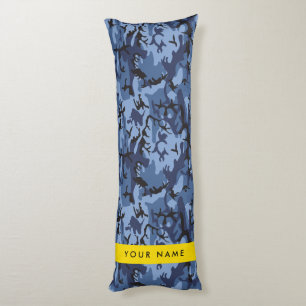 Navy Blue Camouflage Your name Personalise Body Cushion