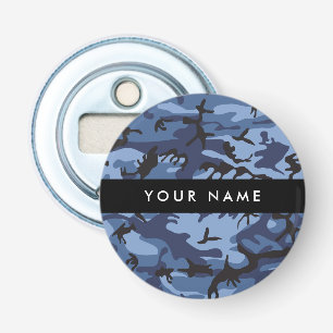 Navy Blue Camouflage Your name Personalise Bottle Opener