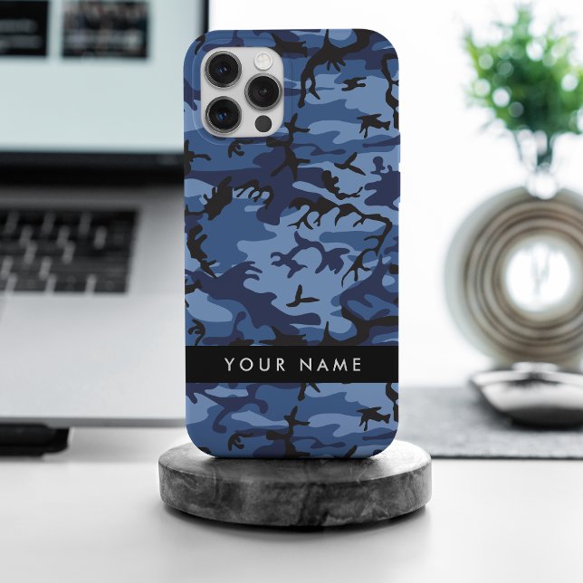 Navy Blue Camouflage Your name Personalise Case-Mate iPhone Case (Creator Uploaded)