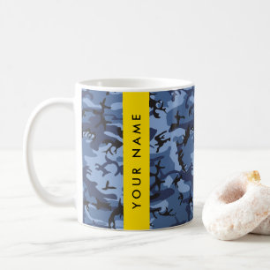 Navy Blue Camouflage Your name Personalise Coffee Mug