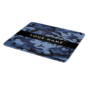 Navy Blue Camouflage Your name Personalise Cutting Board