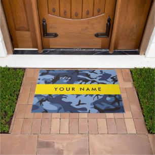 Navy Blue Camouflage Your name Personalise Doormat