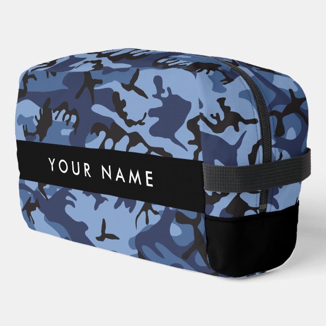 Navy Blue Camouflage Your name Personalise Dopp Kit (Left Corner)
