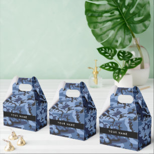 Navy Blue Camouflage Your name Personalise Favour Box