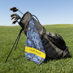 Navy Blue Camouflage Your name Personalise Golf Towel