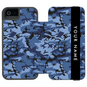 Navy Blue Camouflage Your name Personalise Incipio Watson™ iPhone 5 Wallet Case