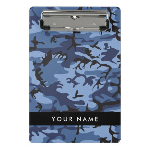 Navy Blue Camouflage Your name Personalise Mini Clipboard