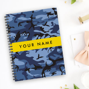 Navy Blue Camouflage Your name Personalise Notebook