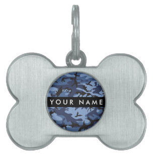 Navy Blue Camouflage Your name Personalise Pet ID Tag