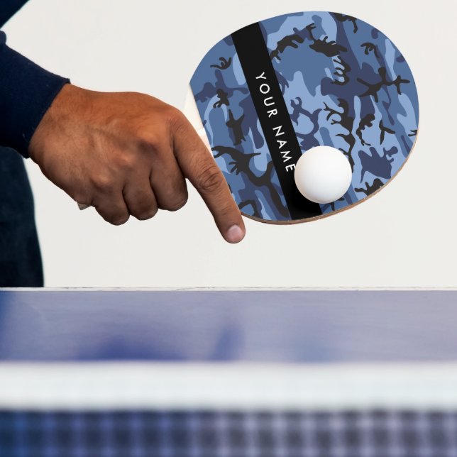 Navy Blue Camouflage Your name Personalise Ping Pong Paddle (Insitu)