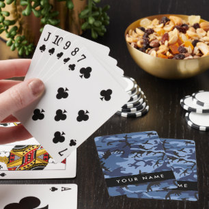 Navy Blue Camouflage Your name Personalise Playing Cards