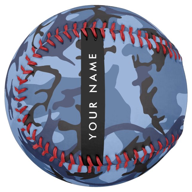 Navy Blue Camouflage Your name Personalise Softball (Front Left)