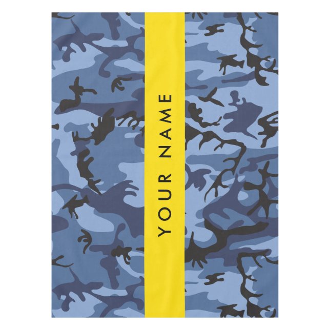 Navy Blue Camouflage Your name Personalise Tablecloth (Front)