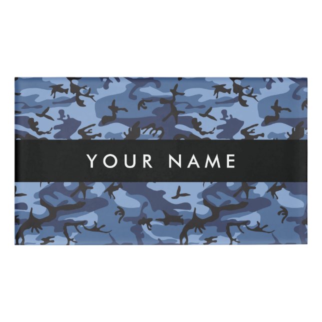 Navy Blue Camouflage Your name Personalise Tag (Front)