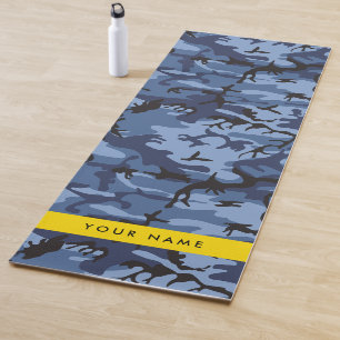 Navy Blue Camouflage Your name Personalise Yoga Mat