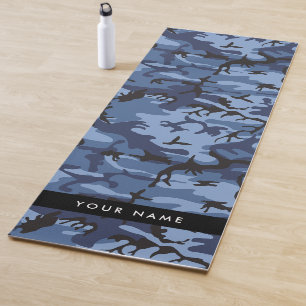 Navy Blue Camouflage Your name Personalise Yoga Mat