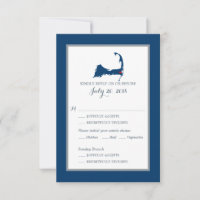Navy Blue Cape Cod with heart | Wedding RSVP menu