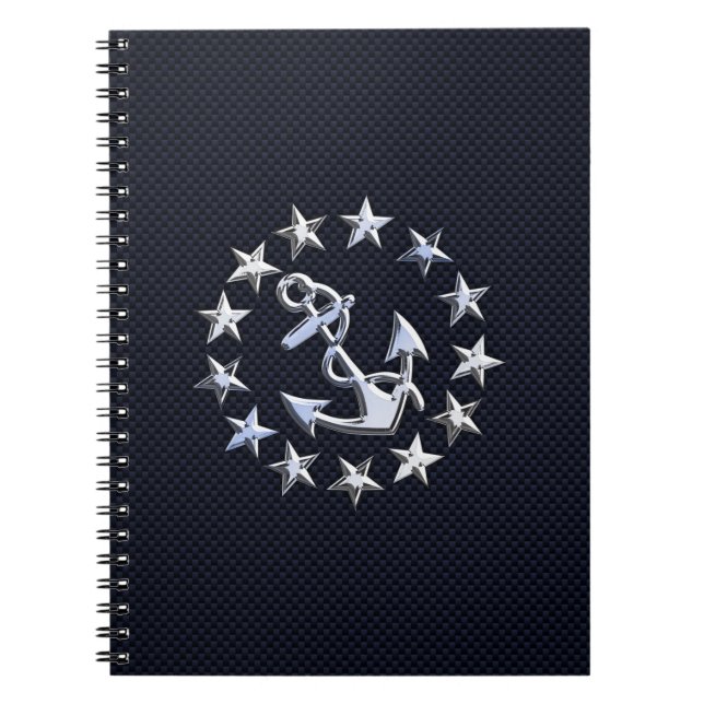 Navy Blue Carbon Fibre Nautical Yacht Flag Print Notebook (Front)