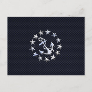 Navy Blue Carbon Fibre Nautical Yacht Flag Print Postcard