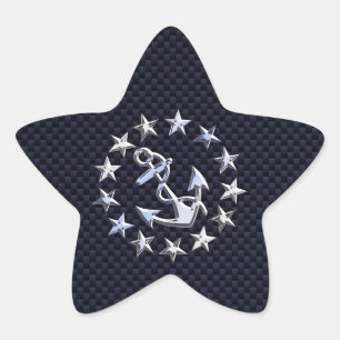Navy Blue Carbon Fibre Nautical Yacht Flag Print Star Sticker