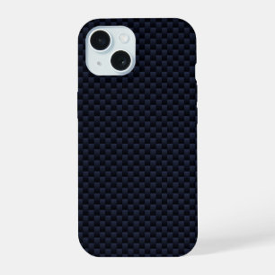 Navy Blue Carbon Fibre Print Automotive Texture iPhone 15 Case