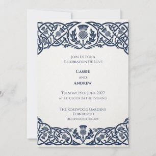 Navy Blue Celtic Knot Wedding Invitation