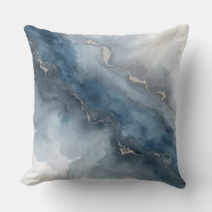 Navy Blue Charcoal Gray White Beige Abstract Cushion