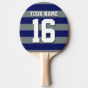 Navy Blue Charcoal Team Jersey Preppy Stripe Ping Pong Paddle