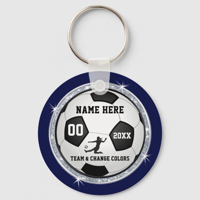 Navy Blue Cheap, Soccer Keychains Personalised (Front)