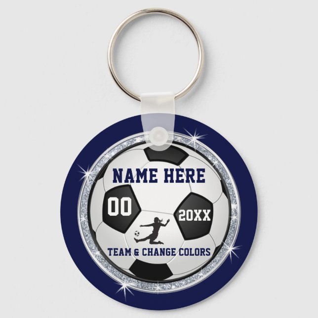 Navy Blue Cheap, Soccer Keychains Personalised (Front)