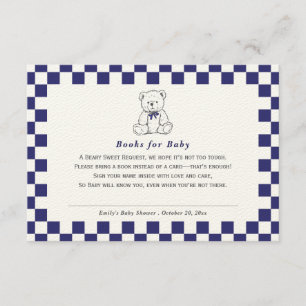 Navy Blue Checkered Teddy Bear-Our Little Cub Book Enclosure Card