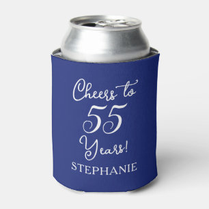 Navy Blue Cheers to 55 Years 55th Birthday Can Cooler