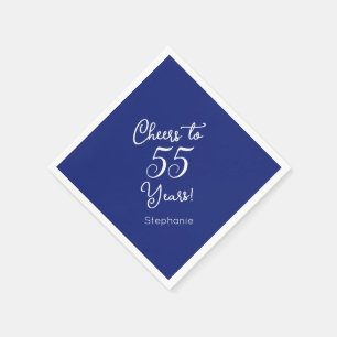 Navy Blue Cheers to 55 Years 55th Birthday Napkin