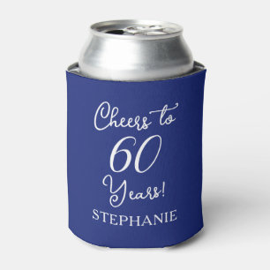 Navy Blue Cheers to 60 Years 60th Birthday Can Cooler