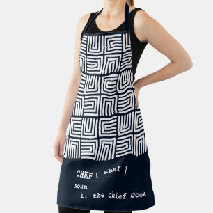 navy blue CHEF Nested Boxes Tribal Africa Pattern Apron