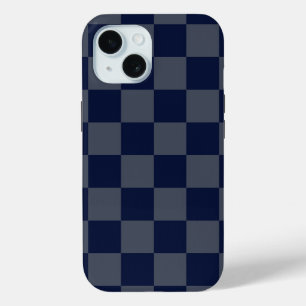 Navy Blue Chequerboard iPhone 15 Case