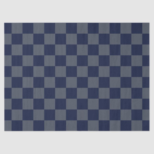 Navy Blue Chequerboard Tissue Paper (Front)