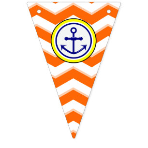 Navy Blue Chevron Anchor Narrow Black Roundel Bunting