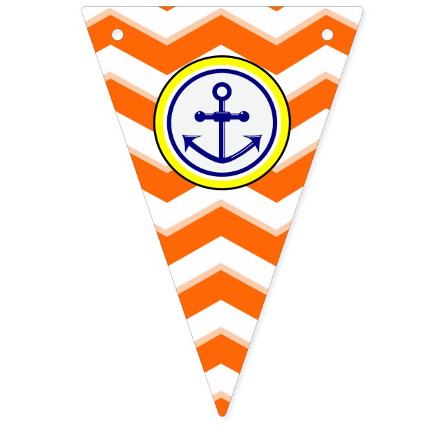 Navy Blue Chevron Anchor Narrow Black Roundel Bunting (Tenth Flag)