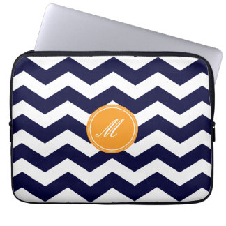 Navy Blue Chevron Pattern Laptop Sleeve