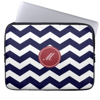 Navy Blue Chevron Pattern Laptop Sleeve
