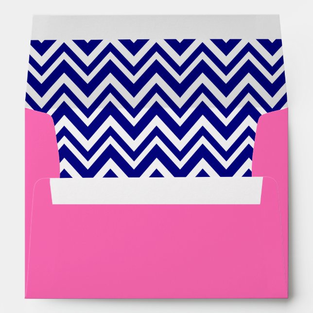 Navy Blue Chevron Pattern with Hot Pink Envelope (Back (Bottom))