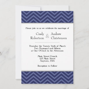 Navy Blue Chevron Wedding Invitations