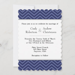 Navy Blue Chevron Wedding Invitations