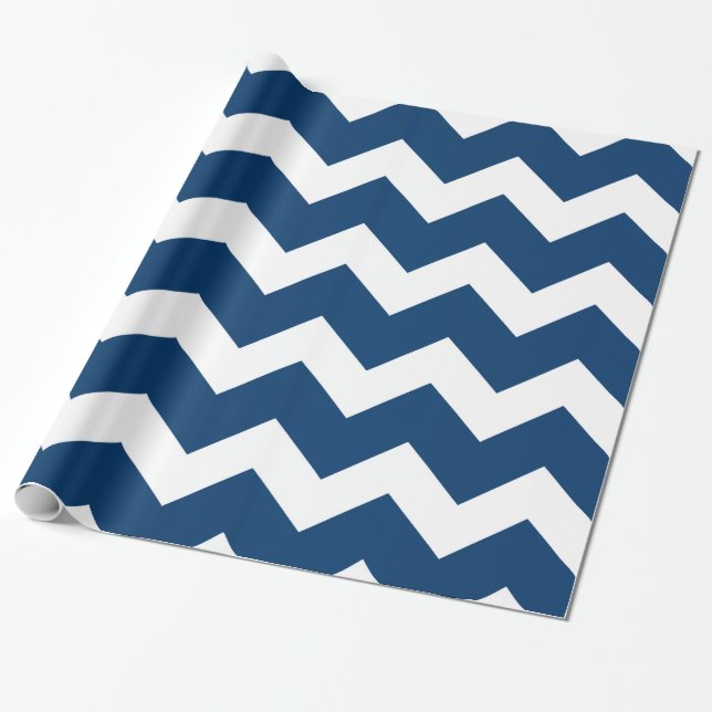 Navy Blue  Chevron Wrapping Paper (Unrolled)
