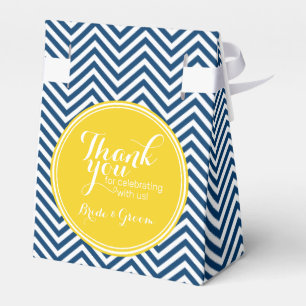 Navy Blue Chevrons - Wedding Thank You Favour Box