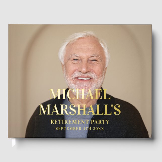 NAVY BLUE CHIC MONOGRAM RETIREMENT PHOTO GUEST BOOK (Front)