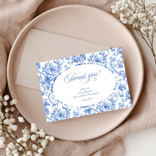 Navy Blue Chic Wedding Thank You Card