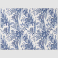 Navy blue Chinoiserie flowers building castle