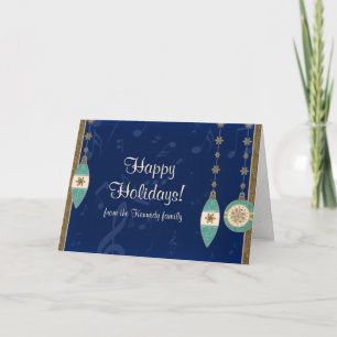 Navy Blue Christmas Ornaments Holiday Card
